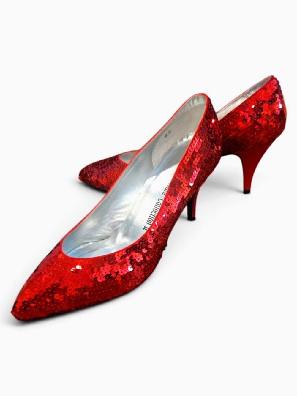 Vintage Red Sequin Pump Shoes Private Collection II Size 8